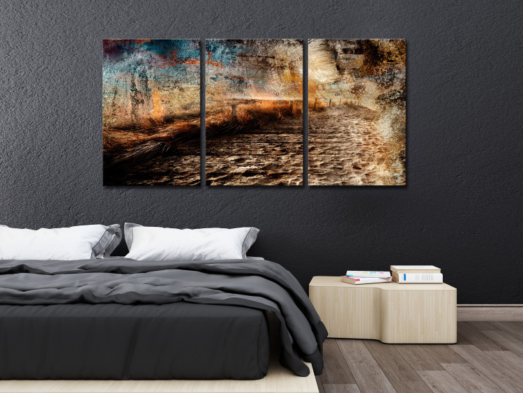 Canvas Art Print The brown road through the field - an abstract, autumn landscape 127130 additionalImage 3