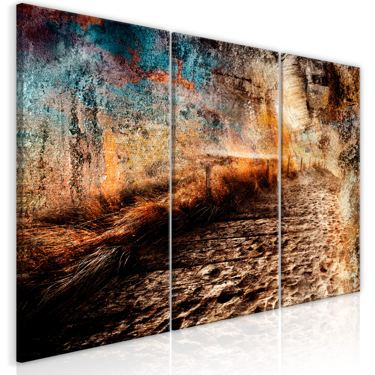 Canvas Art Print The brown road through the field - an abstract, autumn landscape 127130 additionalImage 2