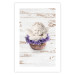 Poster Lavender Dream - angel in purple flowers on wooden background 128030 additionalThumb 25