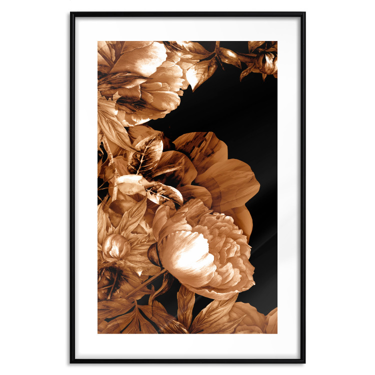 Wall Poster Hot Night - brown floral composition on a solid black background 128630 additionalImage 15
