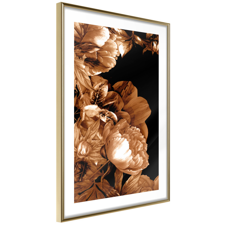 Wall Poster Hot Night - brown floral composition on a solid black background 128630 additionalImage 9