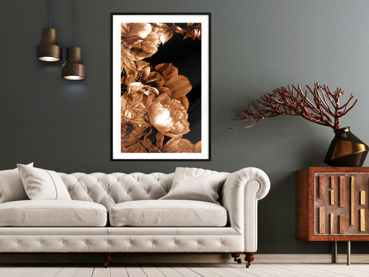 Wall Poster Hot Night - brown floral composition on a solid black background 128630 additionalImage 7