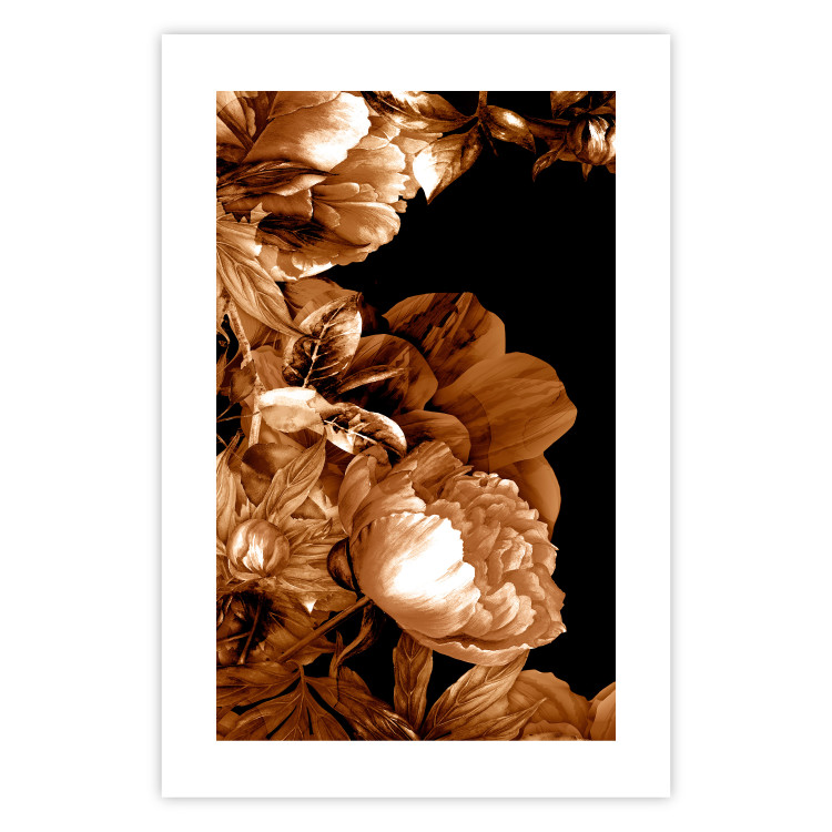 Wall Poster Hot Night - brown floral composition on a solid black background 128630 additionalImage 19