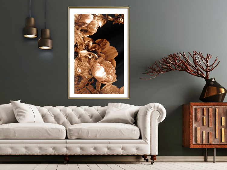 Wall Poster Hot Night - brown floral composition on a solid black background 128630 additionalImage 13