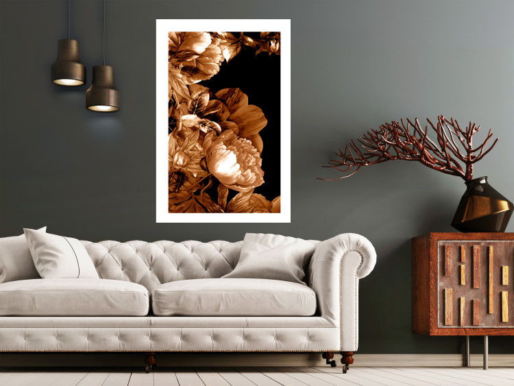 Wall Poster Hot Night - brown floral composition on a solid black background 128630 additionalImage 5
