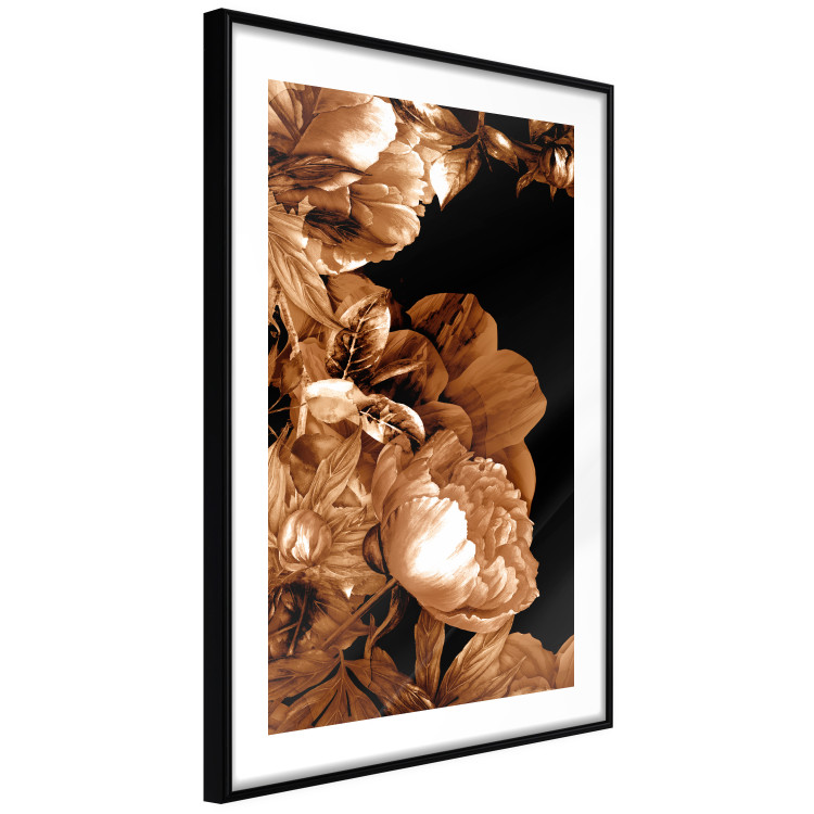 Wall Poster Hot Night - brown floral composition on a solid black background 128630 additionalImage 12