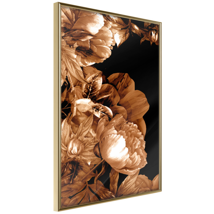 Wall Poster Hot Night - brown floral composition on a solid black background 128630 additionalImage 10