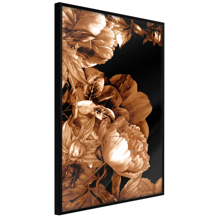Wall Poster Hot Night - brown floral composition on a solid black background 128630 additionalImage 11