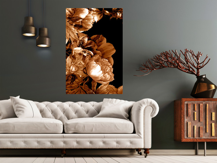 Wall Poster Hot Night - brown floral composition on a solid black background 128630 additionalImage 17