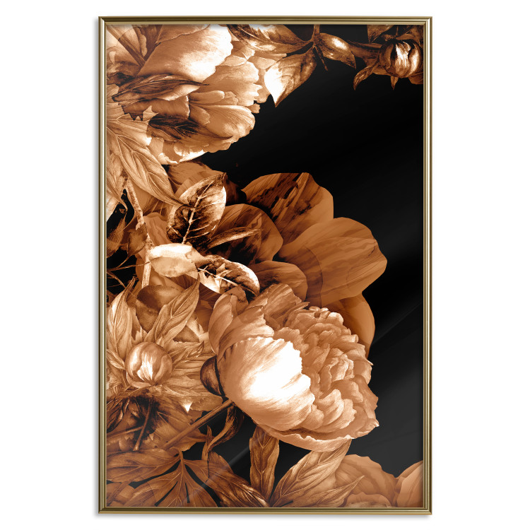 Wall Poster Hot Night - brown floral composition on a solid black background 128630 additionalImage 16
