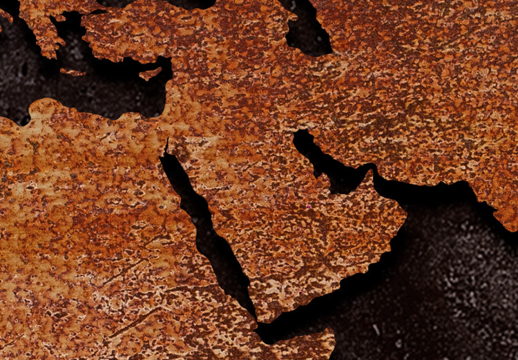 Canvas Copper Map (4-part) - world map with a rusted texture 128830 additionalImage 5