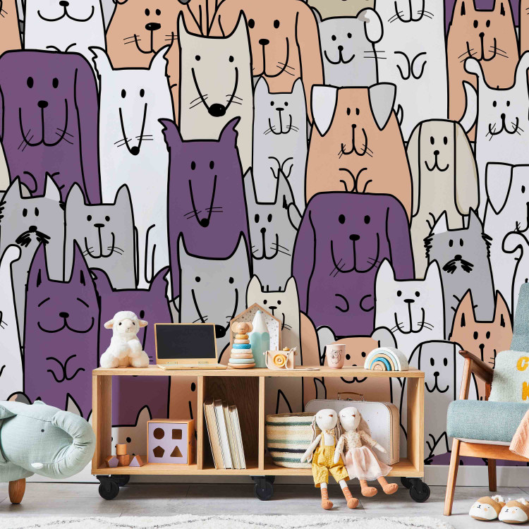 Wall Mural Sympathetic animals - a playful abstraction with dogs in warm colours 129030 additionalImage 4