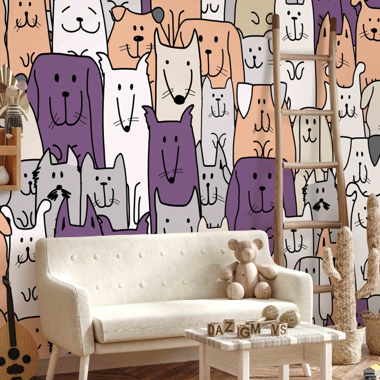 Wall Mural Sympathetic animals - a playful abstraction with dogs in warm colours 129030 additionalImage 6