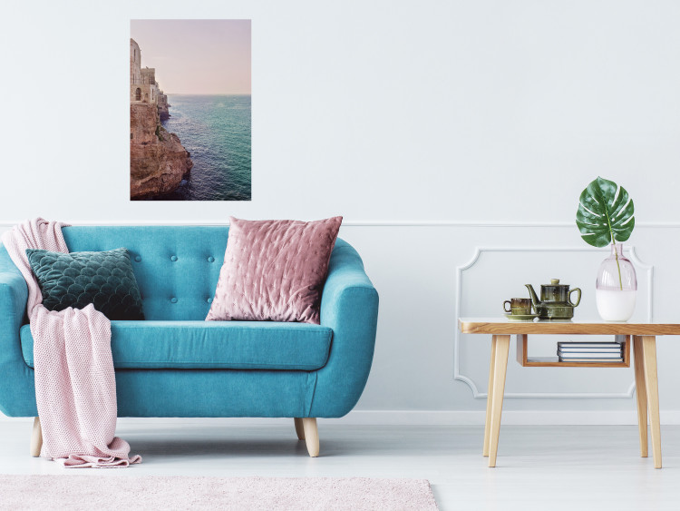 Poster Turquoise Coast - cliff and architecture against seascape backdrop 129430 additionalImage 2