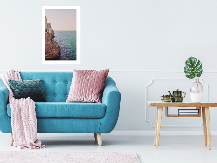 Poster Turquoise Coast - cliff and architecture against seascape backdrop 129430 additionalImage 3