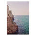 Poster Turquoise Coast - cliff and architecture against seascape backdrop 129430