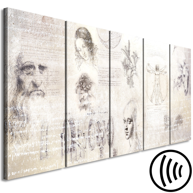 Canvas Master's Sketches (5-part) narrow - sculpture with vintage-style inscriptions 129530 additionalImage 6