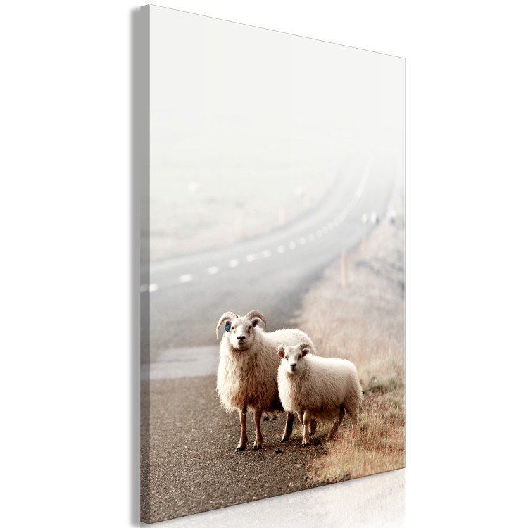 Canvas Art Print Extraordinary Hitchhikers (1-piece) Vertical - animals by the roadside 130230 additionalImage 2