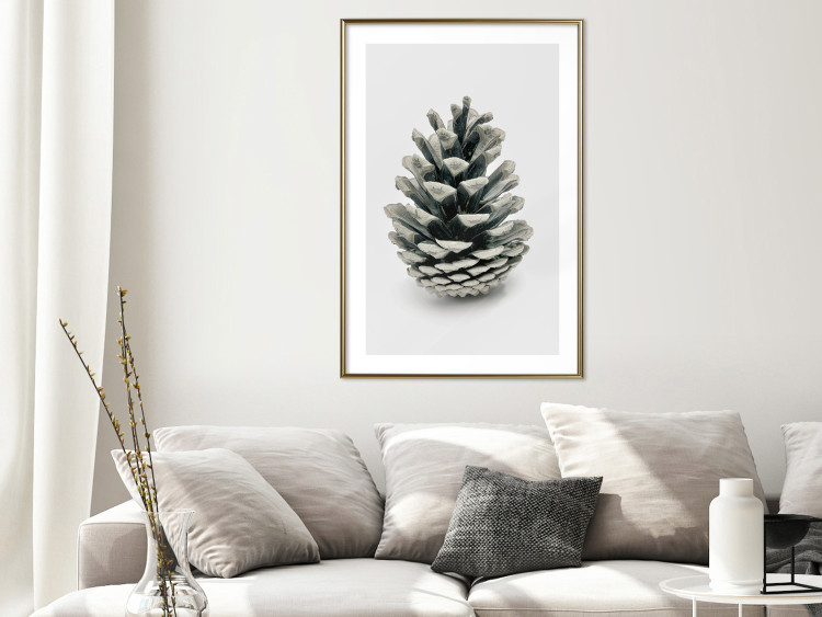 Wall Poster Open Nature - composition of a forest cone on a solid gray background 130730 additionalImage 15
