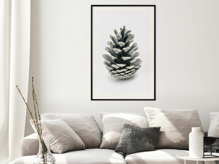 Wall Poster Open Nature - composition of a forest cone on a solid gray background 130730 additionalImage 24