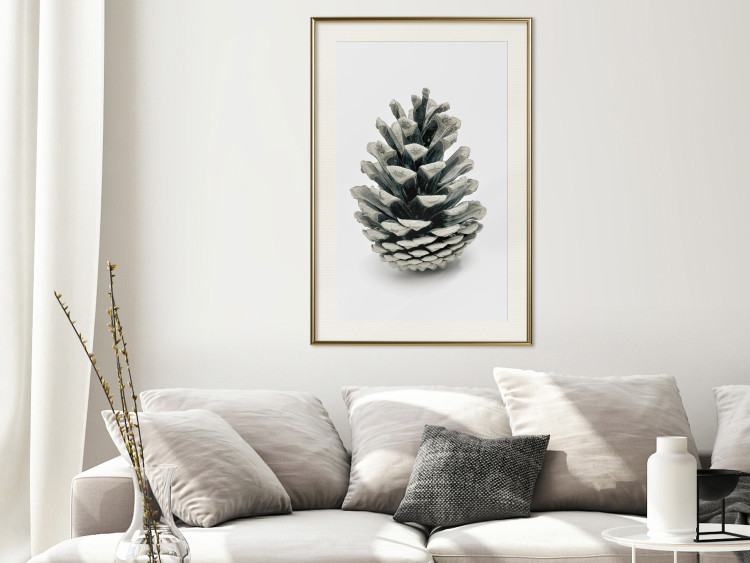 Wall Poster Open Nature - composition of a forest cone on a solid gray background 130730 additionalImage 22