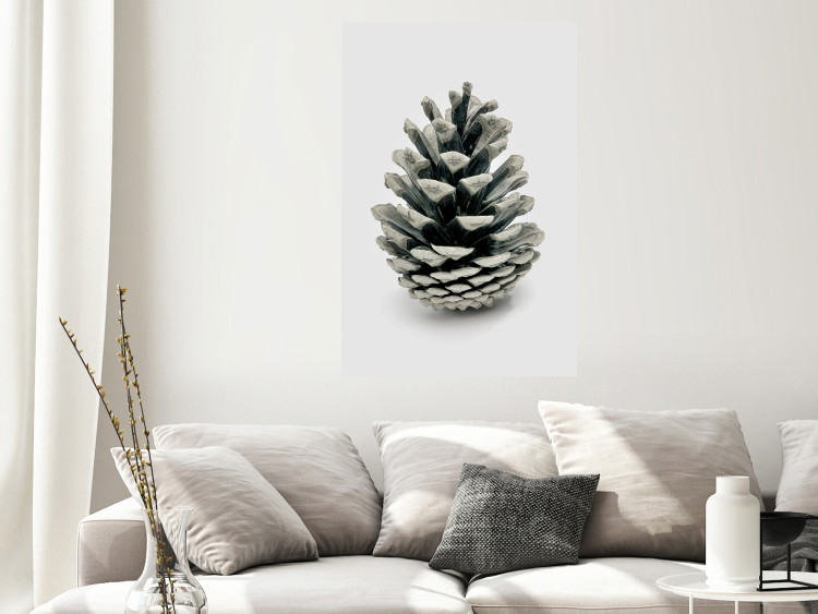 Wall Poster Open Nature - composition of a forest cone on a solid gray background 130730 additionalImage 2