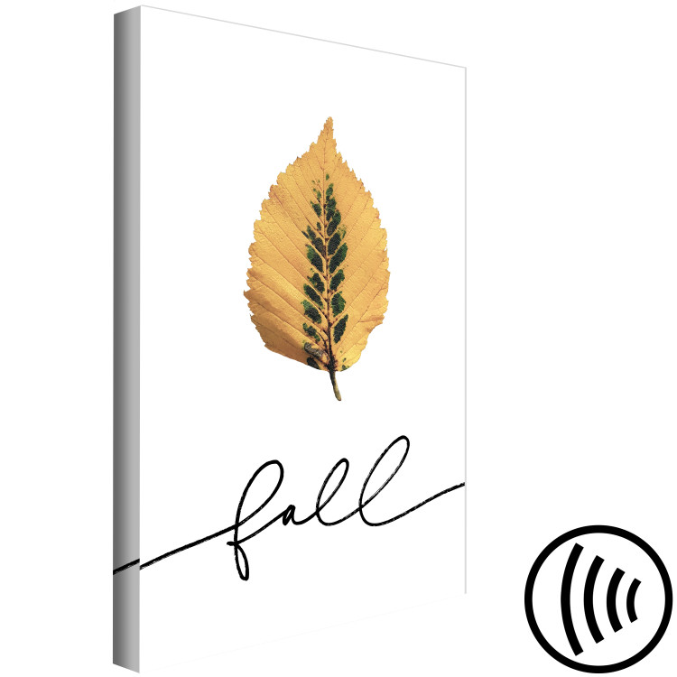 Canvas Print Falling leaf - minimalistic, autumn graphic with inscription 131730 additionalImage 6
