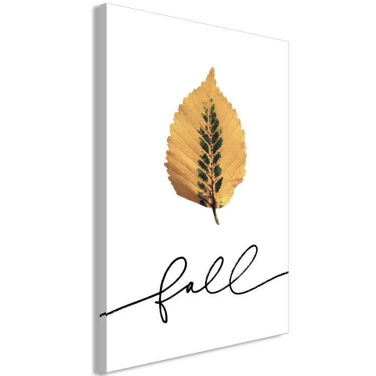 Canvas Print Falling leaf - minimalistic, autumn graphic with inscription 131730 additionalImage 2
