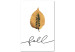 Canvas Print Falling leaf - minimalistic, autumn graphic with inscription 131730
