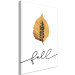 Canvas Print Falling leaf - minimalistic, autumn graphic with inscription 131730 additionalThumb 2