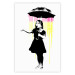 Wall Poster Girl with Umbrella - black and white girl in a colorful rain 132430