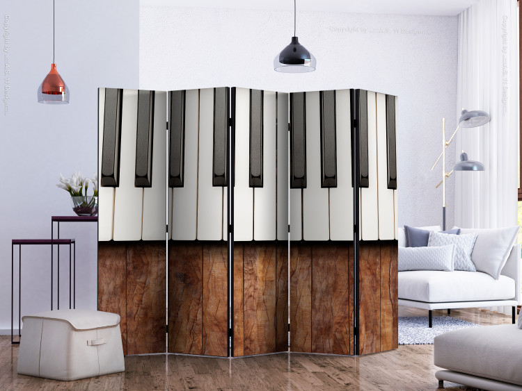 Room Divider Screen Inspired by Chopin - Mahogany II (5-piece) - piano on wood 132830 additionalImage 2