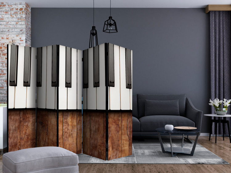 Room Divider Screen Inspired by Chopin - Mahogany II (5-piece) - piano on wood 132830 additionalImage 4