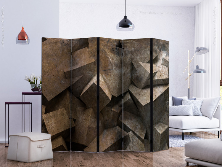 Folding Screen Stone Steps II (5-piece) - geometric abstraction in concrete 133030 additionalImage 2