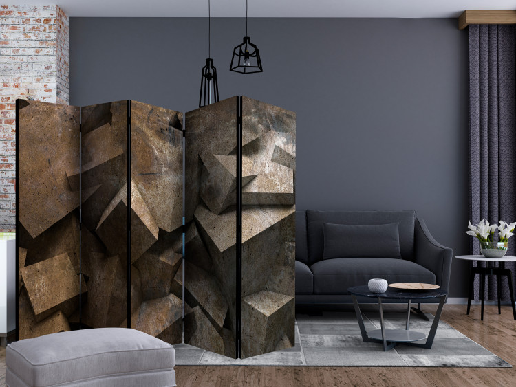 Folding Screen Stone Steps II (5-piece) - geometric abstraction in concrete 133030 additionalImage 4