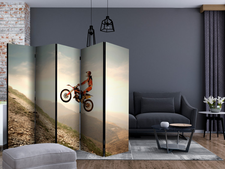 Room Divider Motor Sports II (5-piece) - motorcyclist and mountain landscape in the background 133330 additionalImage 4