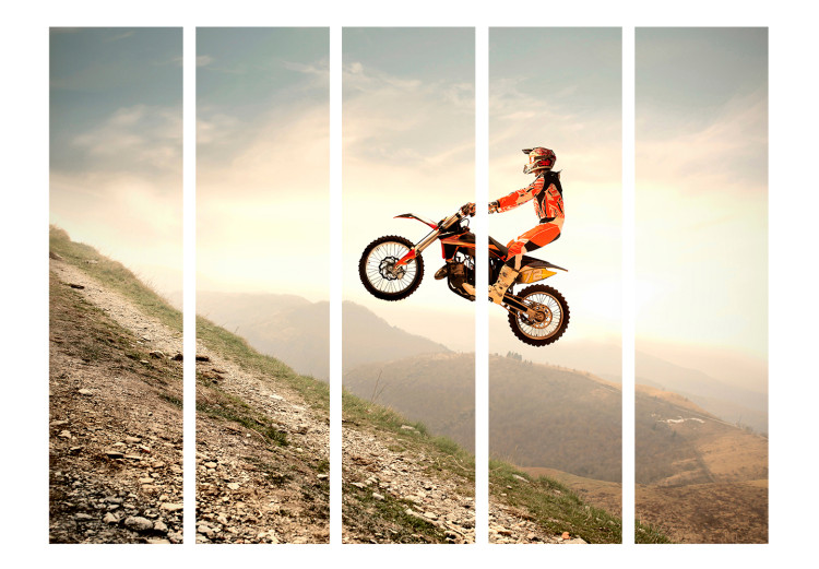 Room Divider Motor Sports II (5-piece) - motorcyclist and mountain landscape in the background 133330 additionalImage 3