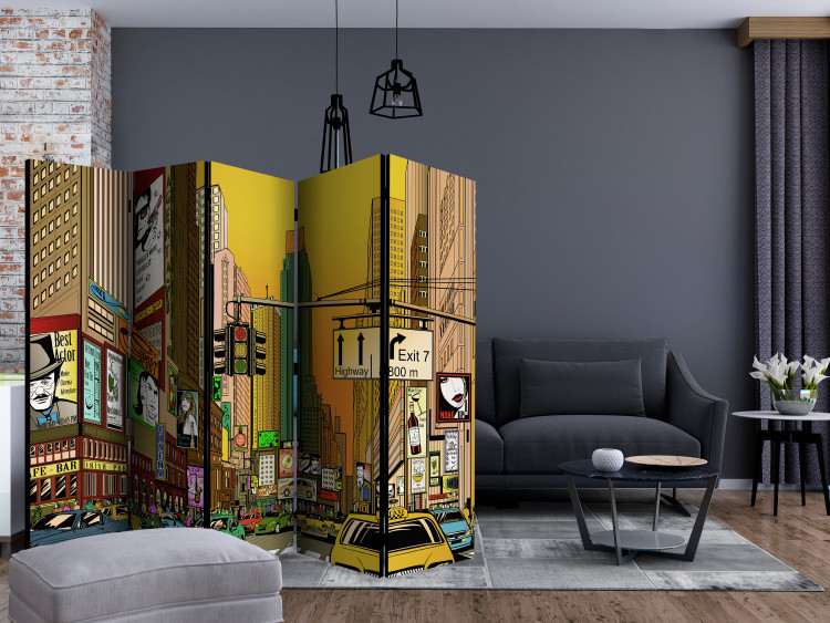 Folding Screen New York - Bustling City II - comic-style abstraction 133730 additionalImage 4