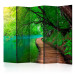 Room Divider Green Peace II - landscape of a green lake and bridge amidst trees 134030