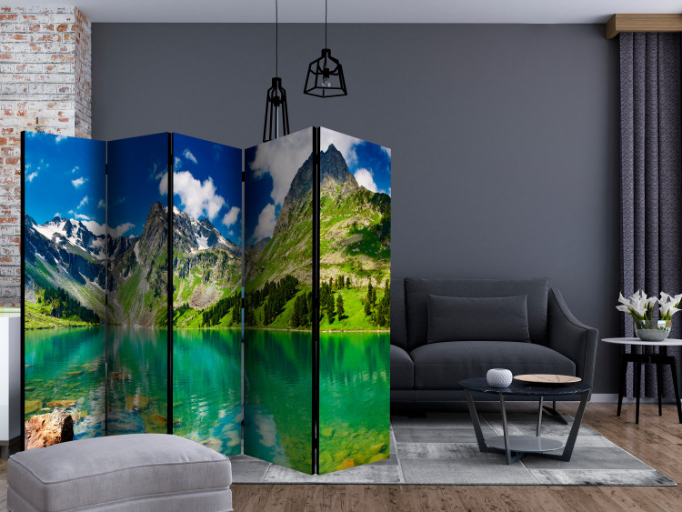Folding Screen Mountain Lake II (5-piece) - water landscape against mountains and trees 134130 additionalImage 4