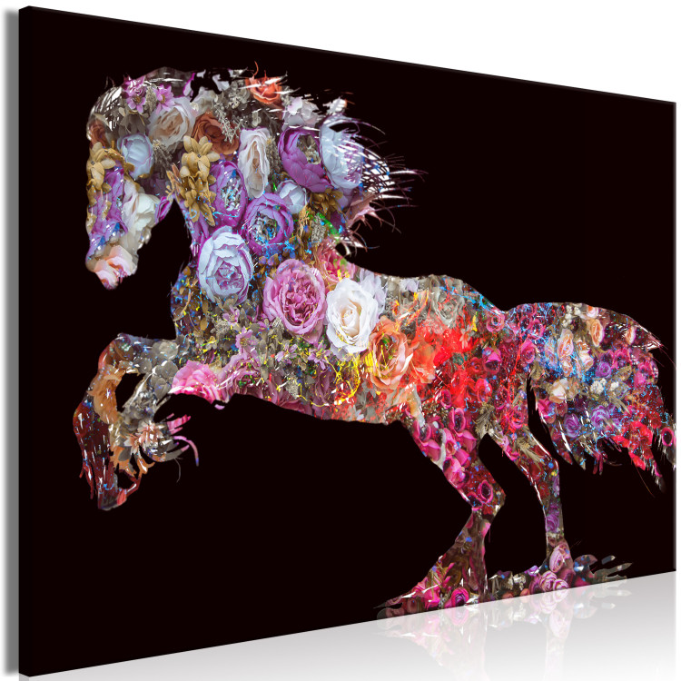 Canvas Flower craze - Abstraction with a horse-shaped floral motif 135230 additionalImage 2