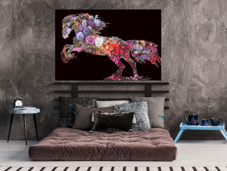 Canvas Flower craze - Abstraction with a horse-shaped floral motif 135230 additionalImage 3