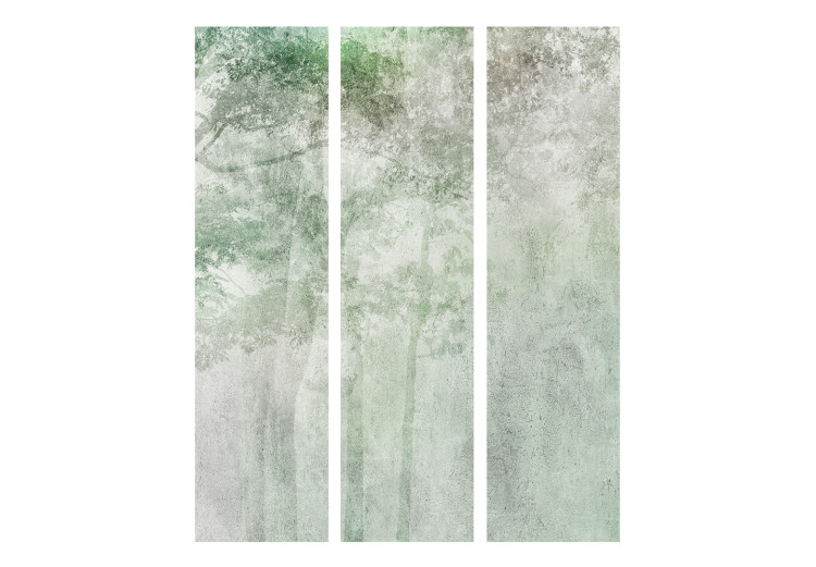 Room Divider Forest Solace (3-piece) - landscape of green trees and a gray background 136030 additionalImage 3