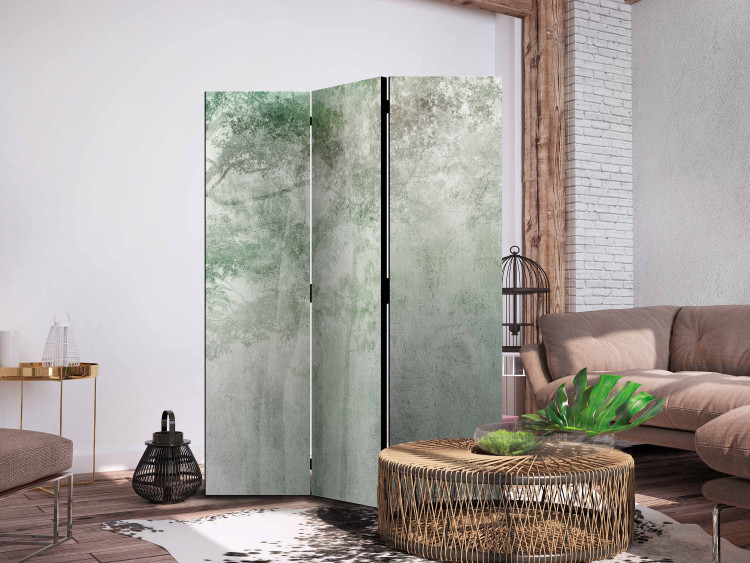 Room Divider Forest Solace (3-piece) - landscape of green trees and a gray background 136030 additionalImage 4