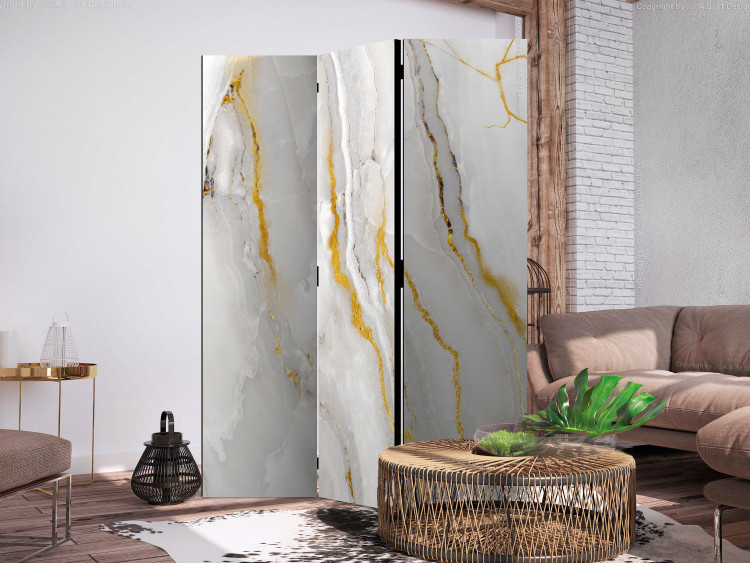 Room Separator Noble Stone (3-piece) - Light background with marble texture 136130 additionalImage 2