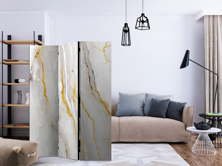 Room Separator Noble Stone (3-piece) - Light background with marble texture 136130 additionalImage 4