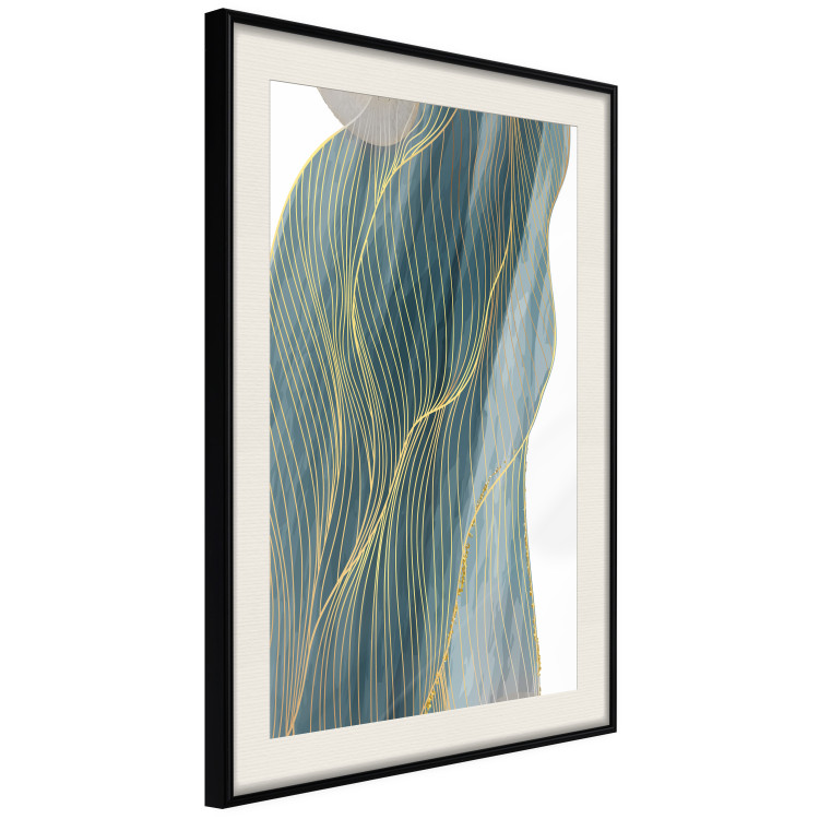 Wall Poster Turquoise Wave - elegant abstraction in bottle green color 137230 additionalImage 19