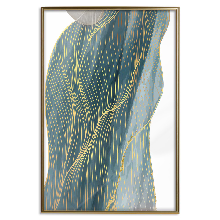 Wall Poster Turquoise Wave - elegant abstraction in bottle green color 137230 additionalImage 5