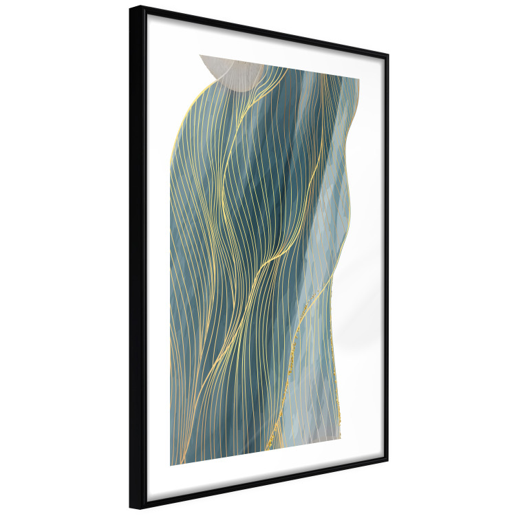 Wall Poster Turquoise Wave - elegant abstraction in bottle green color 137230 additionalImage 14