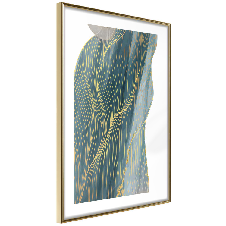 Wall Poster Turquoise Wave - elegant abstraction in bottle green color 137230 additionalImage 20